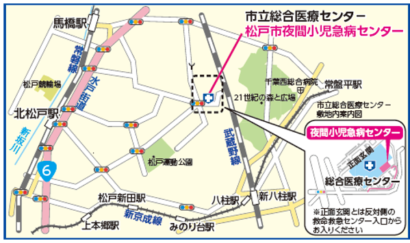 夜間小児急病センターの案内図