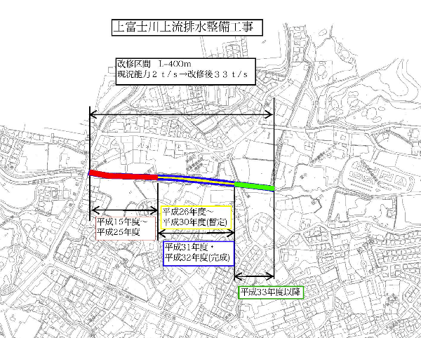 上富士川上流排水整備工事の地図