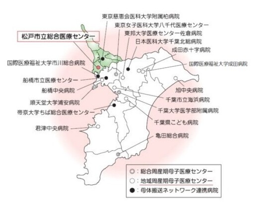 千葉県内周産期星医療センターマップ