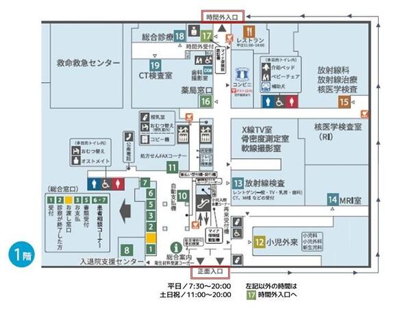 外来フロアマップ1階