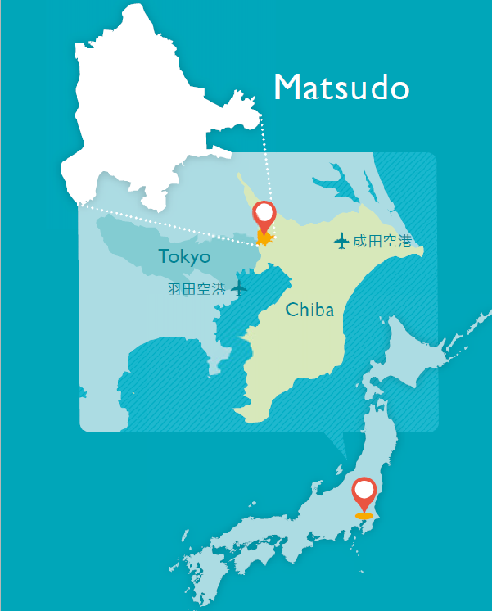 松戸市の位置を紹介する図