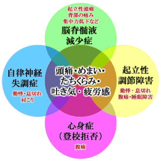 各病気の症状と脳脊髄液減少症の症状が重なる部分を図で表示