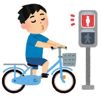 信号無視をする自転車のイラスト