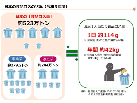 日本の食品ロスの現状（令和3年度）