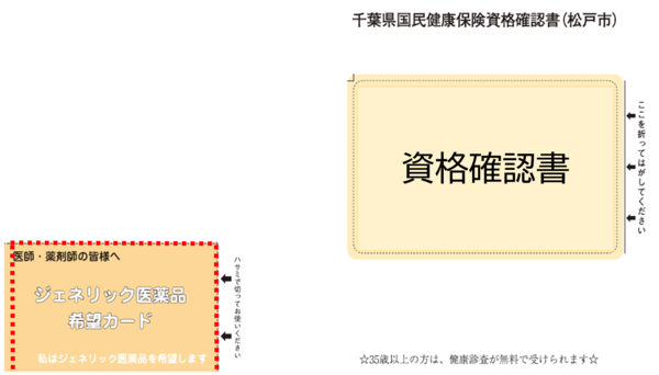 発送されたジェネリックカードの見本