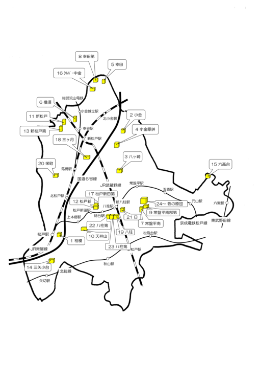 松戸市内の市営住宅案内図