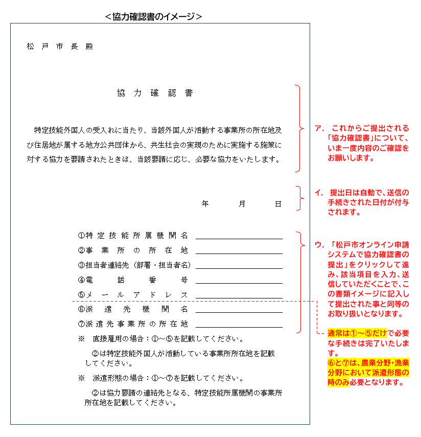 協力確認書イメージ