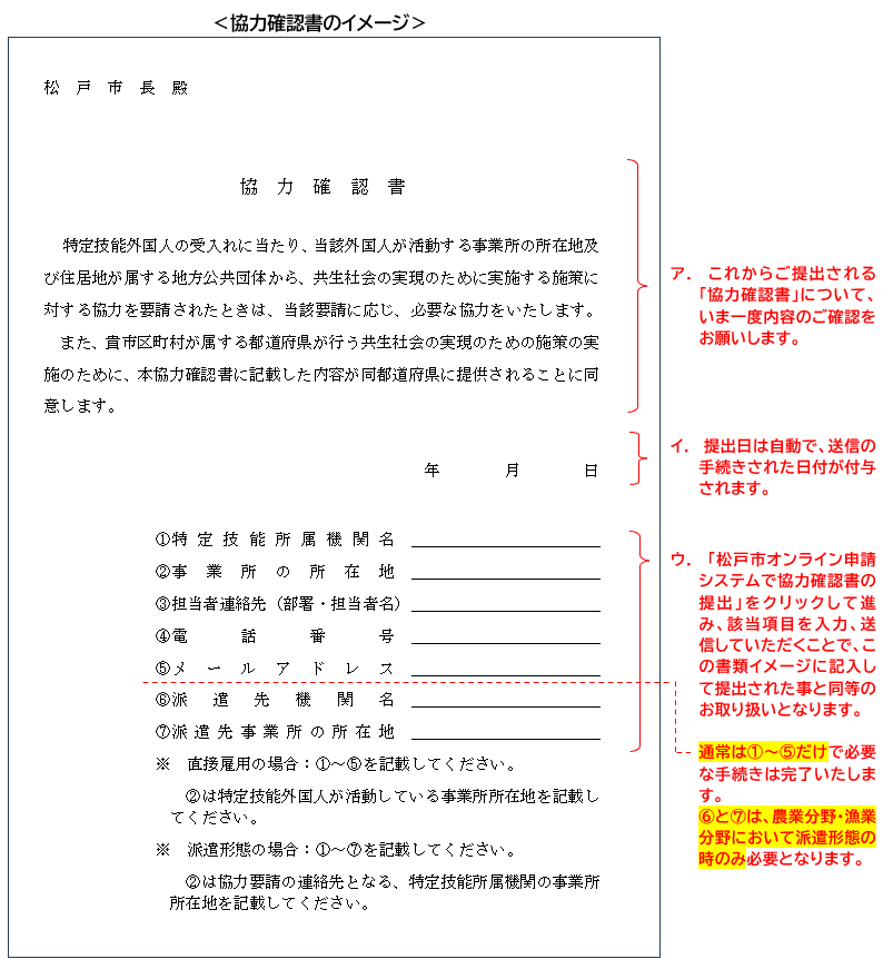 協力確認書イメージ