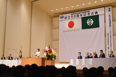 市立松戸高校校長による式辞の様子