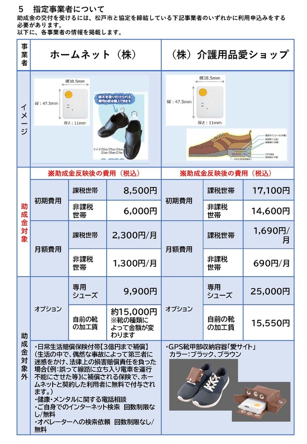 松戸市徘徊高齢者等探索サービス助成事業の概要(裏)
