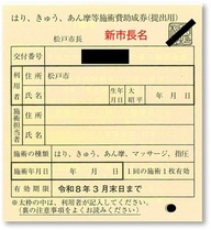 新市長名が印字された助成券