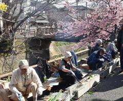 矢切ねぎを焼く皆さん