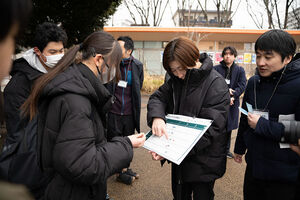 歩幅計測結果を確認中