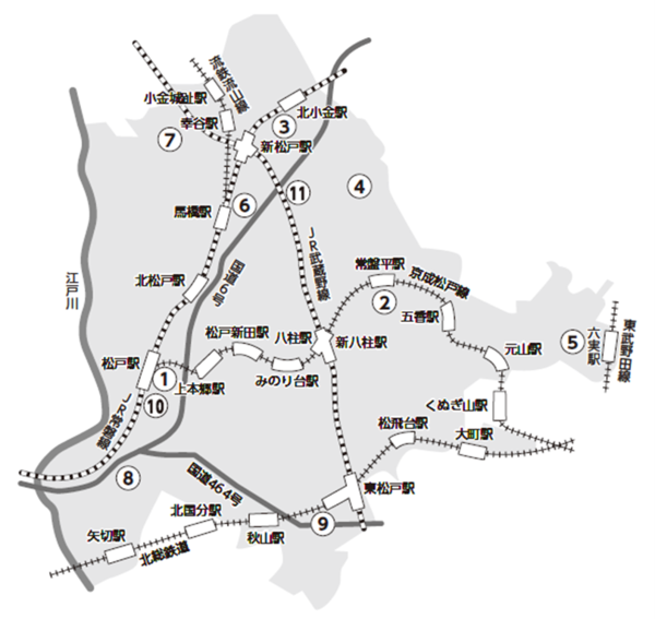 各期日前投票所の地図