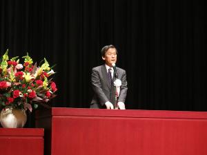 平成29年度 北千葉道路建設促進特別講演会市長挨拶の様子