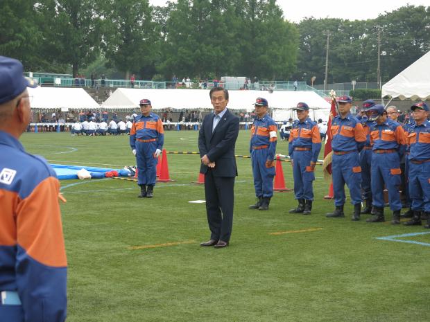 千葉県消防協会東葛飾支部消防操法大会市長激励の様子