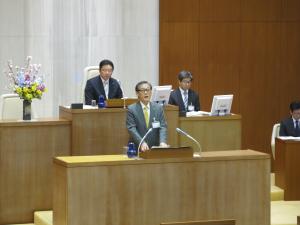 平成31年松戸市議会3月定例会市長施政方針演説の様子