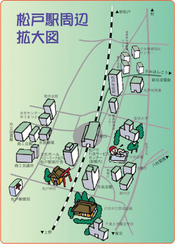 松戸駅から千葉大園芸学部までの地図
