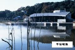 千駄堀池とパークセンターの写真