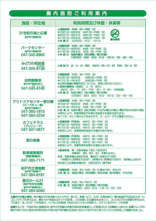 21世紀の森と広場ガイドマップうら